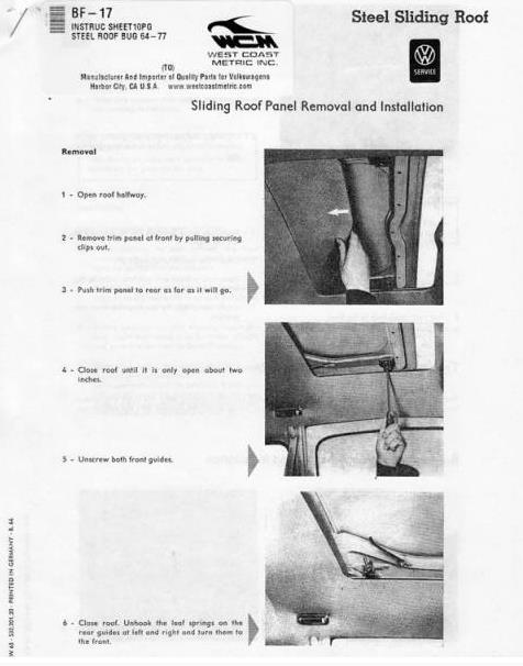 Sheet "Sunroof Instruction"