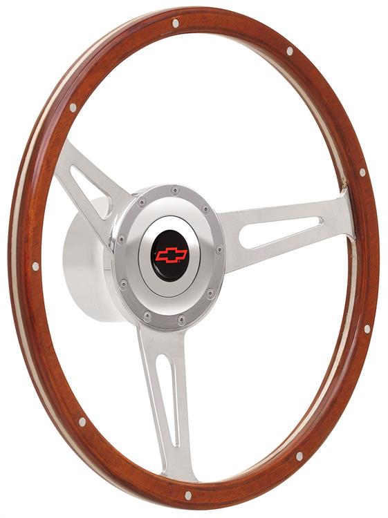 Steering Wheel Kit, 67-68 Chevrolet, Retro Cobra, Large Bowtie, Red