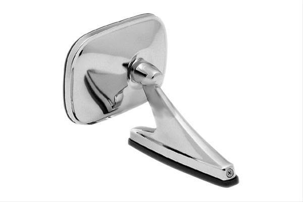 Side Mirror, Rectangular, Flat, Manual Adjustment, Chrome Housing, Each