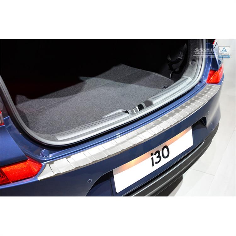 Stainless Steel Rear bumper protector suitable for Hyundai i30 III (PDE) HB 2017-2020 'Ribs'