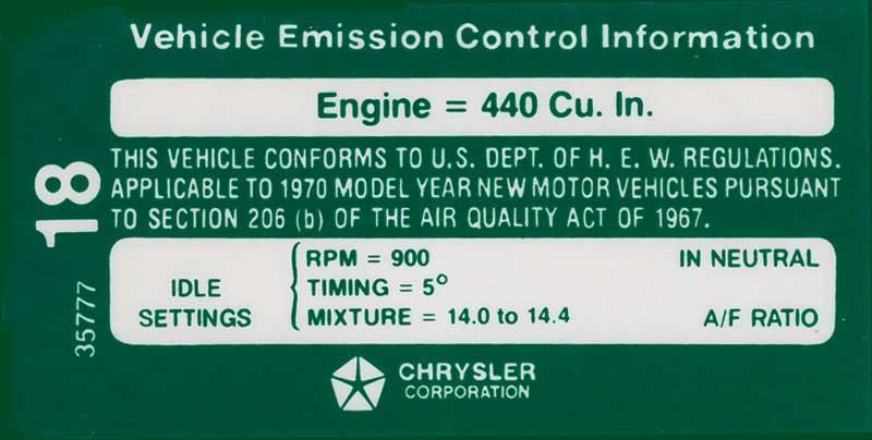 dekal "Vehicle Emission Control Information" 440