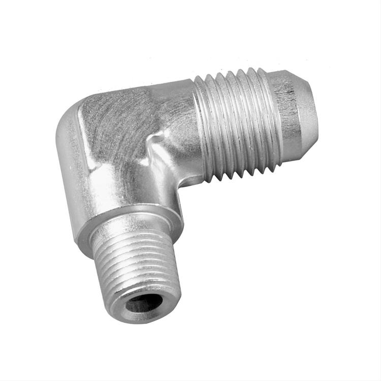 Fitting, Adapter, 90 Degree, Male -6 AN to Male 1/8 in. NPT, Aluminum, Nickel Plated