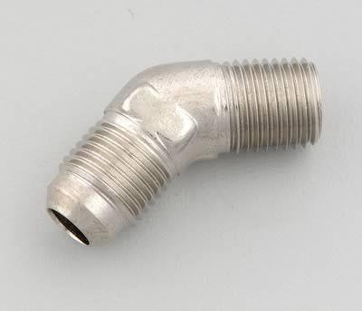Fitting, 45 Degree, -6 AN Male to 1/4 in. NPT Male, Aluminum, Nickel Plated, Each