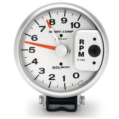 Tachometer 127mm ( 5" ) 0-10.000rpm Sport-comp Silver