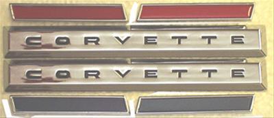 1961 Front Fender Emblems, "Corvette" with Side Bars (6 Pieces)