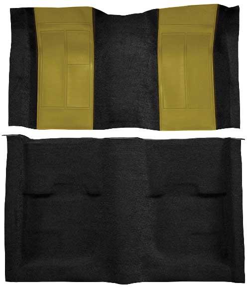 1970 Mustang Mach 1 Passenger Area Nylon Floor Carpet - Black with Ivy Gold Inserts