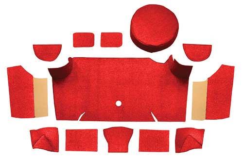 1967-68 Mustang Fastback Nylon Loop Trunk Carpet Set with Boards - Red