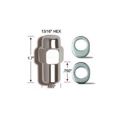 lug nut, 1/2-20", No end, 43,2 mm long, Shank