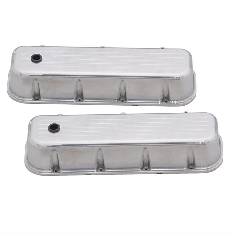 Valve Covers, Tall, Cast Aluminum, Polished, Ball-Milled, Chevy, Big Block, Pair