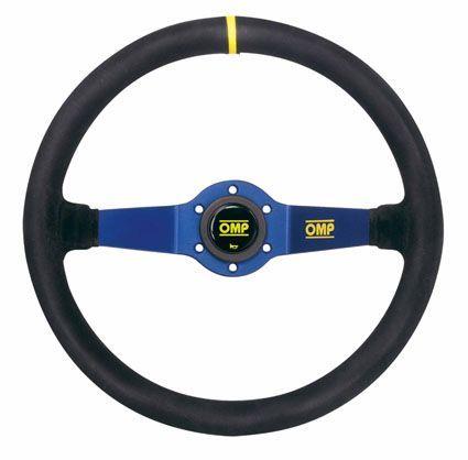 RALLY STEERING WHEEL,2 BLUE SPOKES,BLACK SUEDE RIM