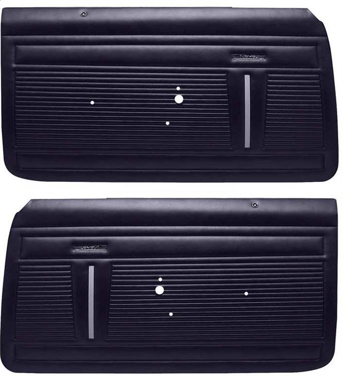 1969-70 Nova 2 Door Standard pre-Assembled Front Door Panels (Black)