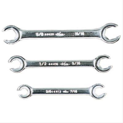 Flare Nut Wrenches, SAE, Chrome Vanadium, Polished, Set of 3