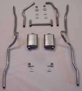 Stainless Steel Dual Quickflow 2" Exhaust System, Small Block, Use With Rams Horn Manifolds, Rack & Pinion Steering