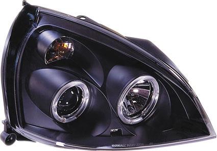 Set Koplampen passend voor Renault Clio II Facelift 2001-2005 - Zwart - incl. Angel-Eyes