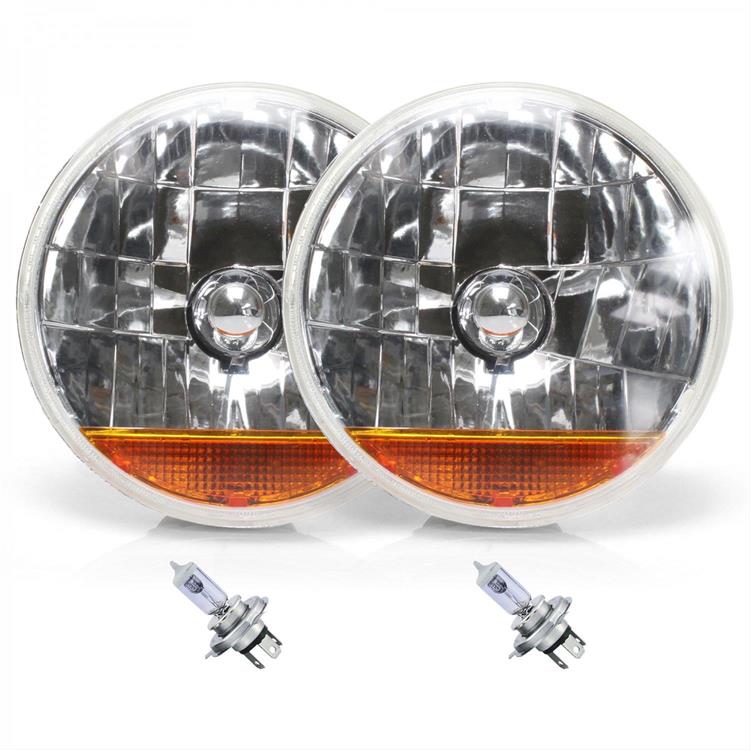 Headlight Conversion, Snake-Eye, Round, 7 in., Amber Turn Signals, H4 Bulbs Included, Pair
