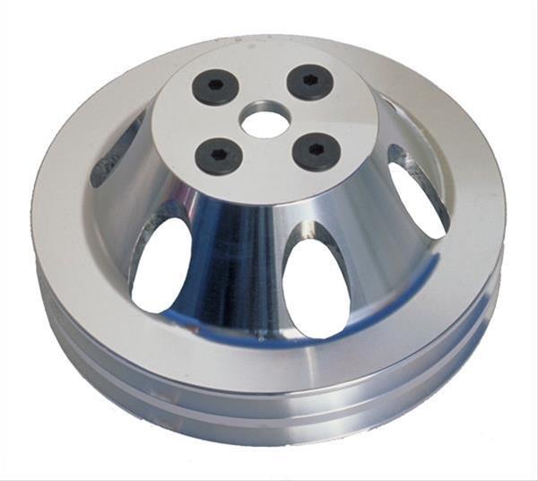 Water Pump Pulley, V-Belt, 2-Groove, Aluminum, Machined, Chevy, Big Block, Short Pump