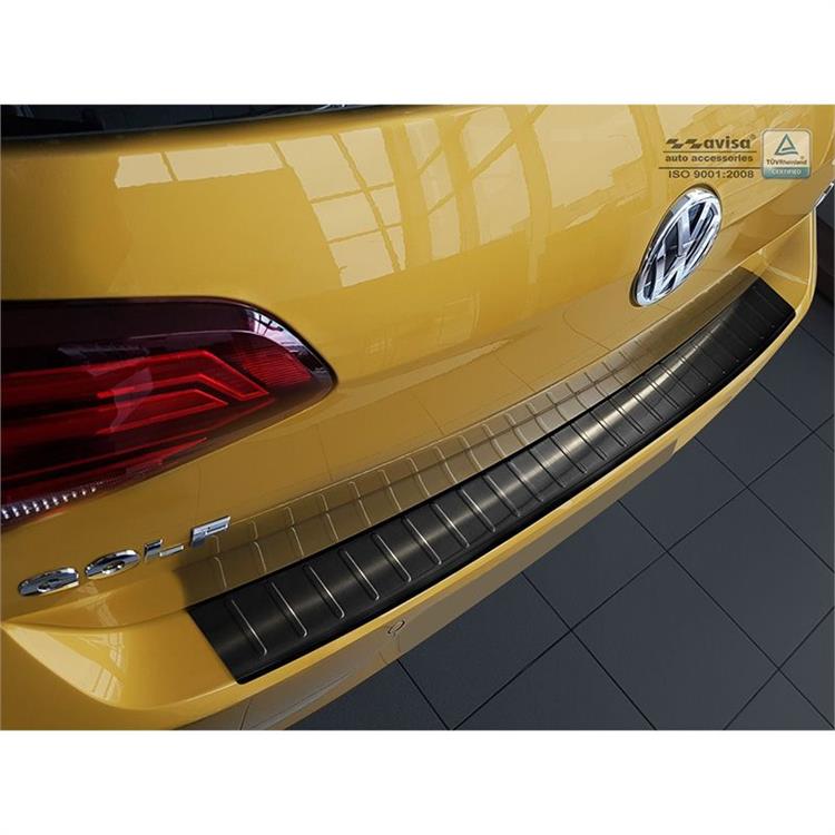 Zwart RVS Achterbumperprotector Volkswagen Golf VII HB 5-deurs 2012-2017 & 2017- 'Ribs'