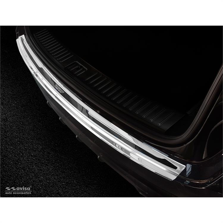 Stainless Steel Rear bumper protector 'Deluxe' suitable for Porsche Cayenne III 2017- 'Performance' Silver Mirror/Black Carbon