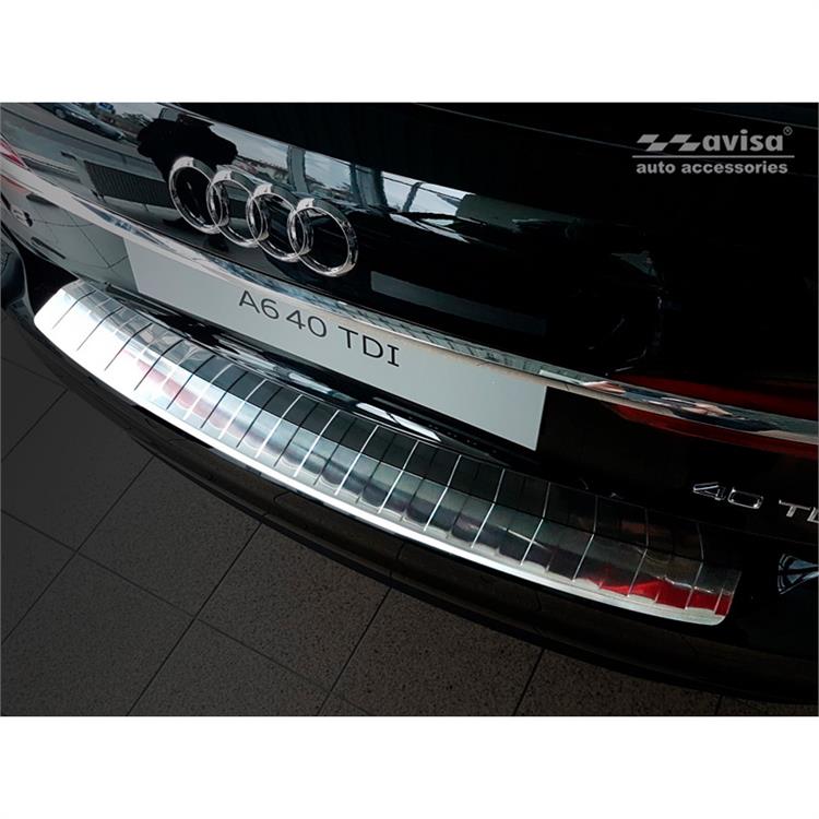 Stainless Steel Rear bumper protector suitable for Audi A6 (C8) Avant 2018- 'Ribs'