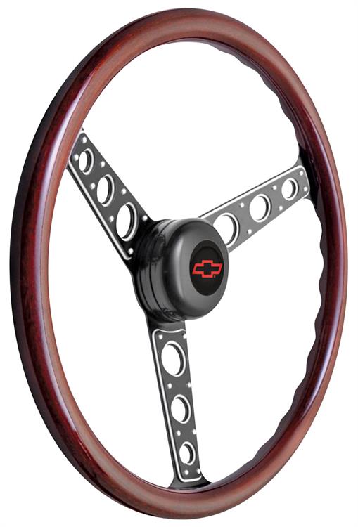 Steering Wheel Kit, 1967-68 Chevrolet, Autocross II, Red Bowtie Cap, Wood