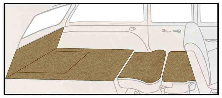 1955-56 CHEVY WAGON REAR CARGO AREA DAYTONA WEAVE CARPET -BEIGE