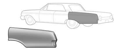 Bakskärm halv vänster 1962 Ford Rear Half Quarter/left