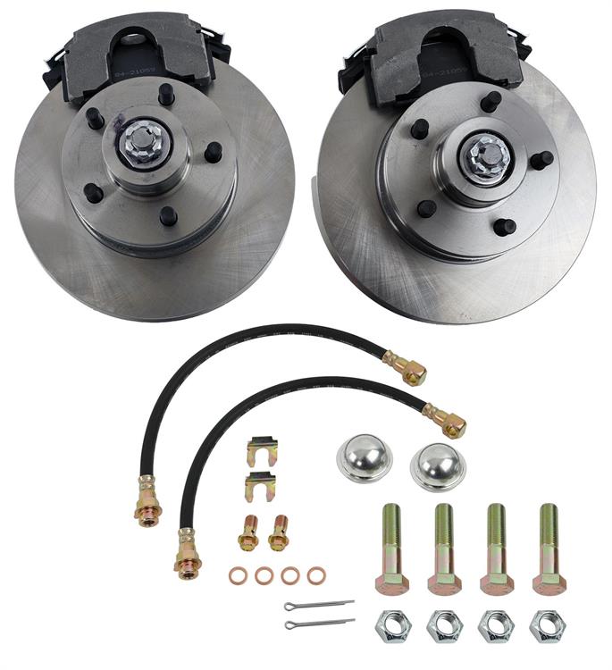 Disc Brake Conversion kit, Front, Manual Drum to Disc, Solid Surface Rotors, 1-piston Calipers, Front Spindles