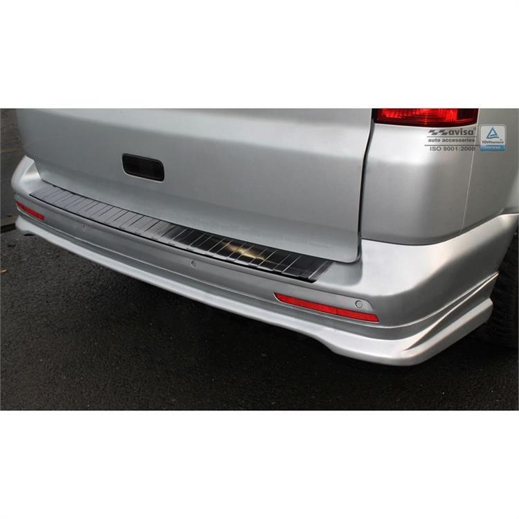 Zwart RVS Achterbumperprotector passend voor VW Transporter T5 2003-2015 (alle) & T6 2015- / FL 2019- (met achterdeuren) 'Ribs'