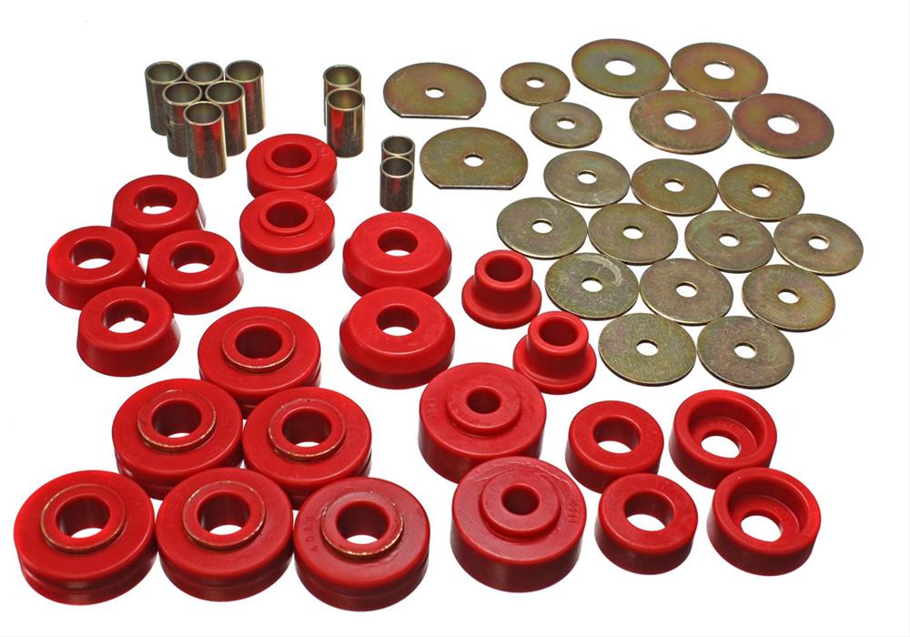 Body Mount Bushings, Polyurethane, Red