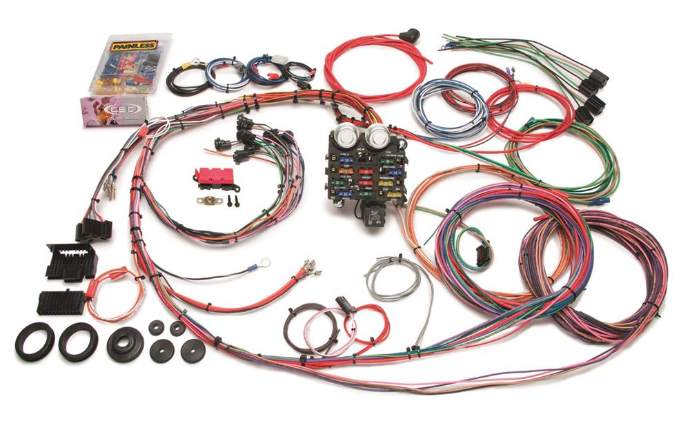 Wiring Harness, 19-Circuit, Dash Ignition, Front Mount Fuse Block, Spade Fuse