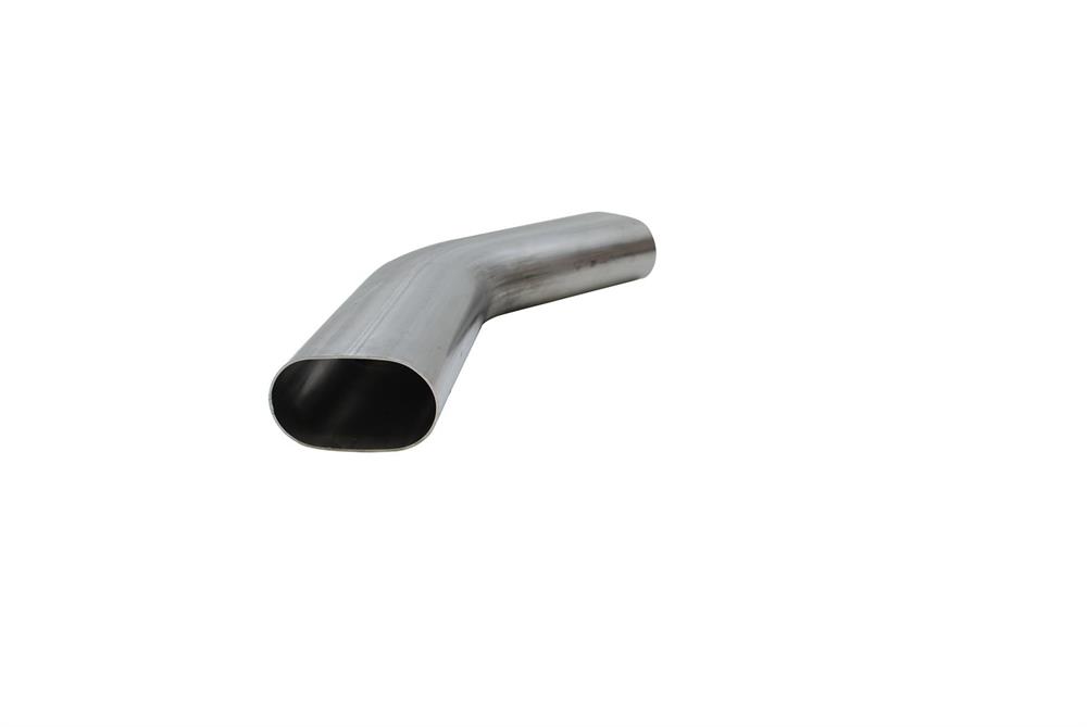 Oval Exhaust Tubing, Mandrel Bend, 3" Diameter, 45 Degrees, Stainless Steel