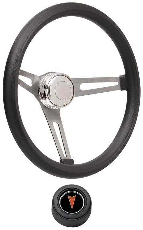 Steering Wheel Kit, 69-77 Pontiac, Retro Foam, Hi Rise Cap, Arrowhead, Black