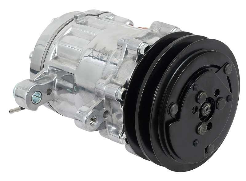 Sanden 706 Style "Peanut" A/C Compressor w/ 2-Groove V-Belt Clutch Pulley - Polished Finish - SD7B10