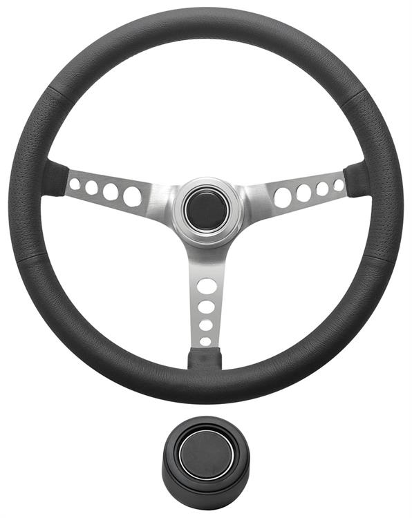 Steering Wheel Kit, 1959-68 GM, Retro w/Holes, Plain Cap, Black, Hi-Rise