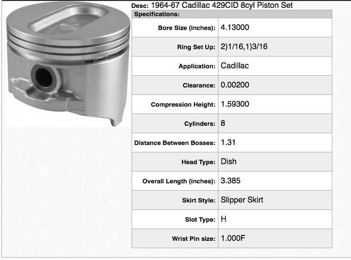 pistons +0,030 ´Cadillac 429