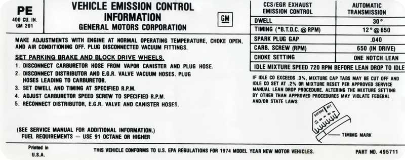 dekal "Emission Control" (code PE)