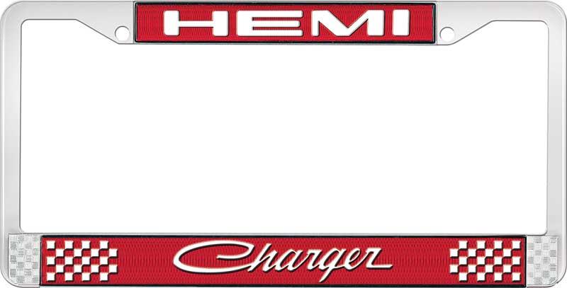 HEMI CHARGER LICENSE PLATE FRAME - RED