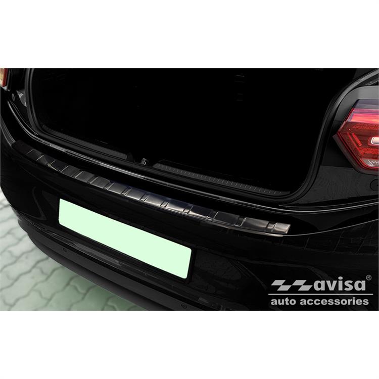 Black Stainless Steel Rear bumper protector suitable for Volkswagen ID.3 2020- 'Ribs'