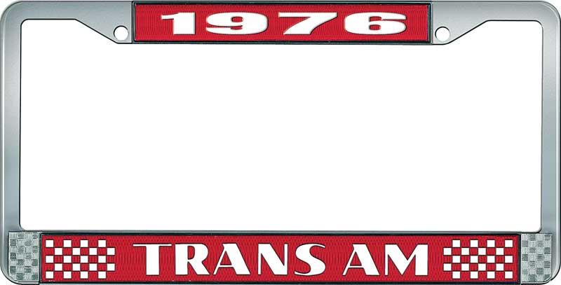 1976 Trans Am Style #2 License Plate Frame  Red and Chrome with  White Lettering
