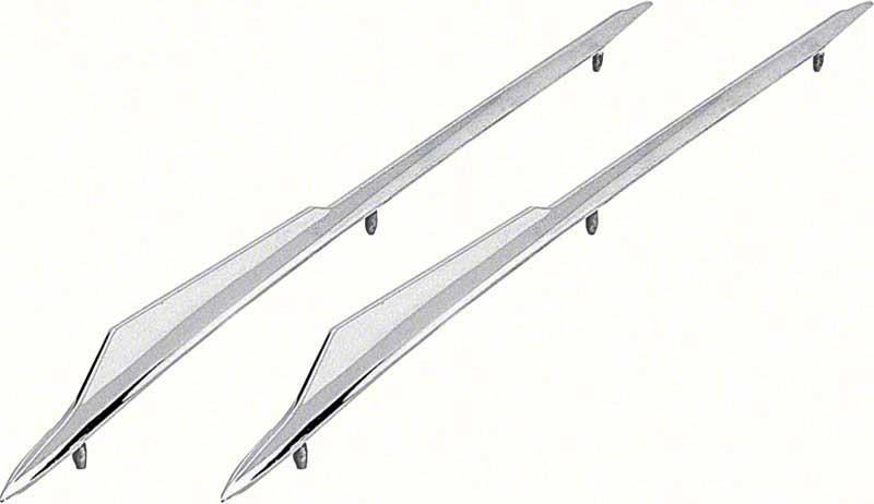 Fender Ornaments, Front, Steel, Chrome, Chevy, Pair