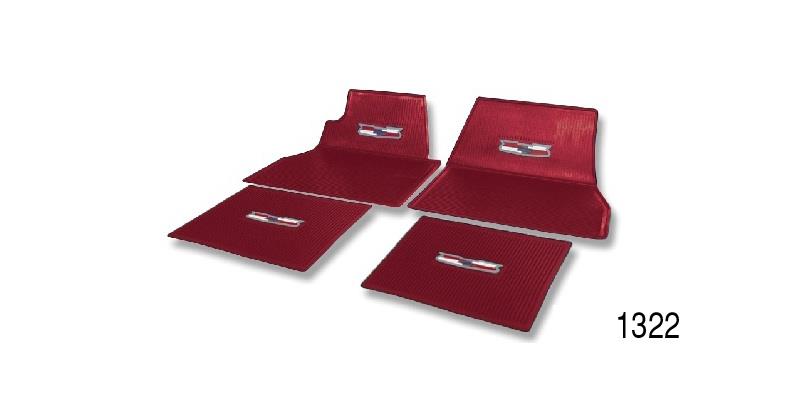 Mats, floor, w/ crestlogo, red, set of 4