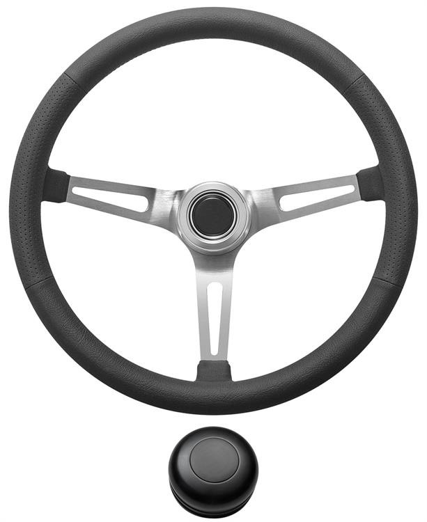 Steering Wheel Kit, 1959-68 GM, Retro w/Slots, Plain Cap, Black