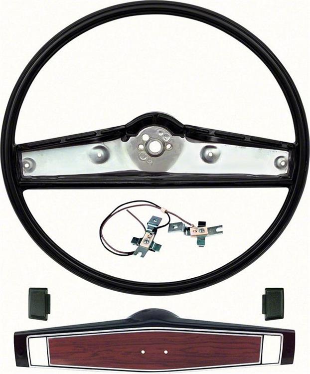 1969-70 STEERING WHEEL KIT BLACK/CHERRYWOOD