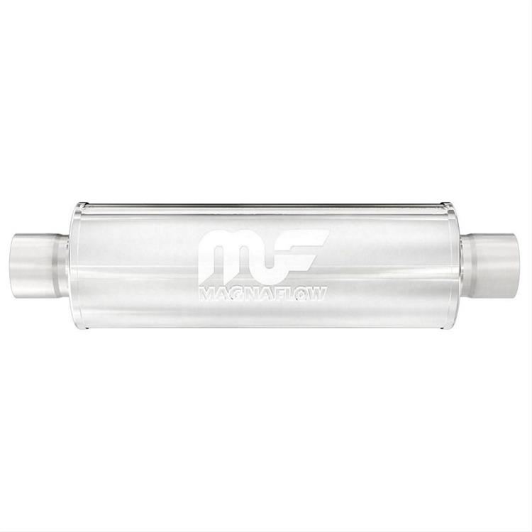 Exhaust Muffler; 4 Inch Diameter Satin Stainless Steel Case