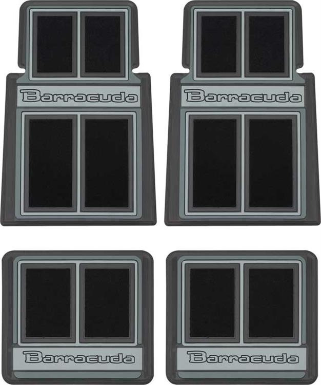 1964-74 Plymouth Barracuda; Custom Carpeted Floor Mat Set; Black; 4 Piece Set