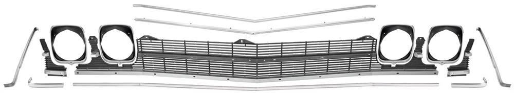 Grille Kit, 69 Chevelle/El Camino, w/ Ctr Molding, Deluxe
