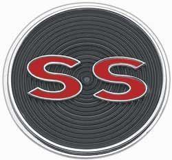 Emblem, Console, Black/Red, SS Logo, Chevy, Each