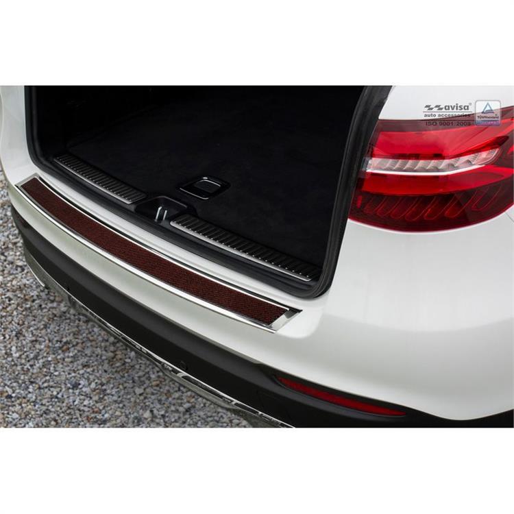 RVS Achterbumperprotector 'Deluxe' Mercedes GLC 2015- Chroom/Rood-Zwart Carbon