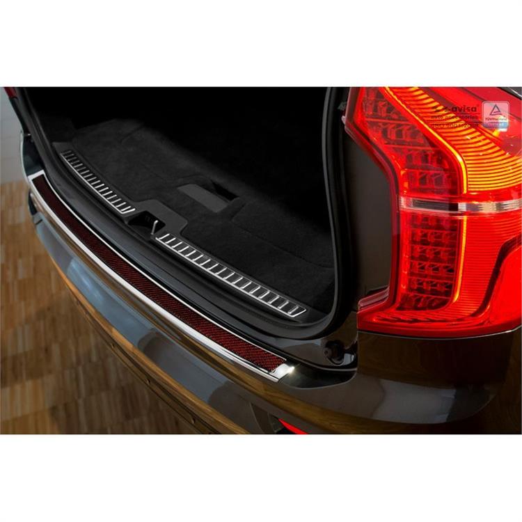 RVS Achterbumperprotector 'Deluxe' Volvo XC90 2015- Chroom/Rood-Zwart Carbon