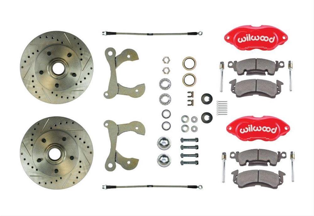Disc Brakes, Performance Series, Front, Cross-drilled/Slotted Rotors, Red Calipers